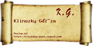 Klinszky Géza névjegykártya